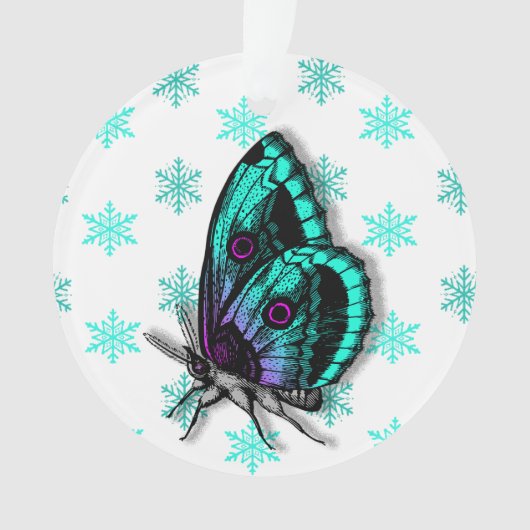 Papillon turquoise Message personnel Garde de Noël (devant)
