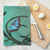 Papillon turquoise Pair serviette de cuisine (Quart Plié)