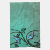 Papillon turquoise Pair serviette de cuisine (Vertical)