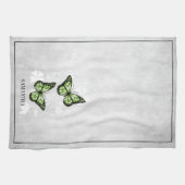 Papillon vert Floral serviette de cuisine (Horizontal)