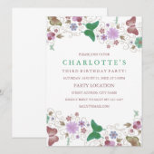 Papillon Vert Joli | Invitation d'anniversaire (Devant / Derrière)