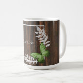 Papillon vert rustique Mug de café personnalisé (Devant droit)