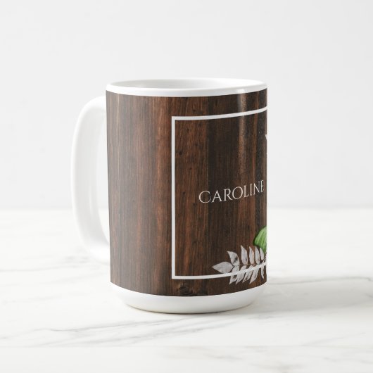 Papillon vert rustique Mug de café personnalisé (Devant gauche)