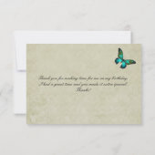 Papillon vert sur rose Roses Collage Merci (Dos)