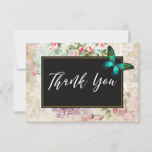 Papillon vert sur rose Roses Collage Merci