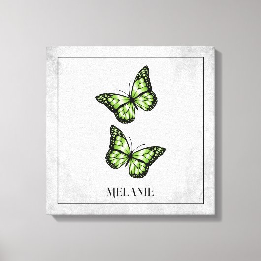 Papillon vert toile florale Imprimer (Recto)