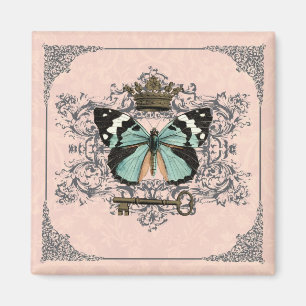 Papillon vintage et aimant couronne