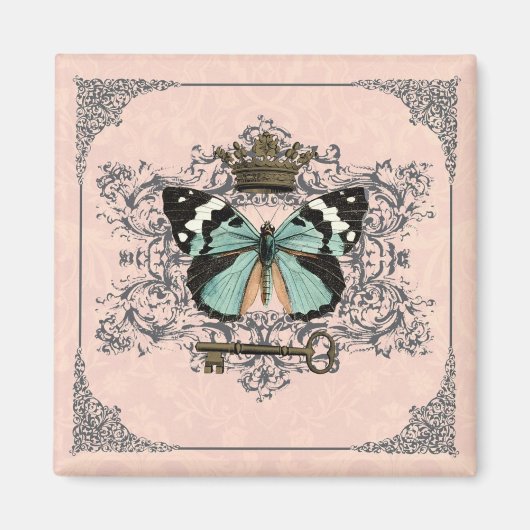 Papillon vintage et aimant couronne (Devant)