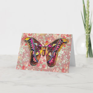 Papillon vintage sur carte de note d'art Motif 1