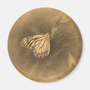 Papillon vintage sur Fleur - Magnet
