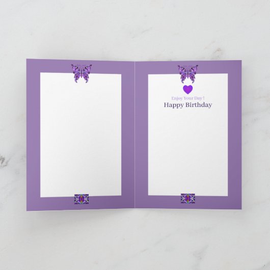 Papillon violet 31 Carte d'anniversaire (Intérieur)