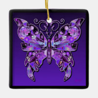 Papillon violet 31 Ornement en céramique