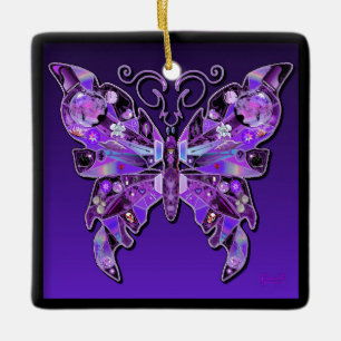 Papillon violet 31 Ornement en céramique