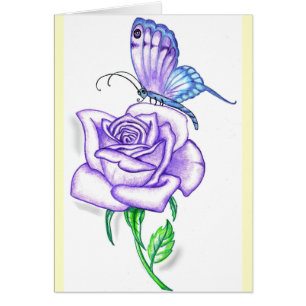 Papillon violet avec Rose