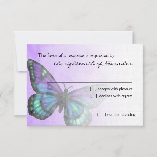 Papillon violet bat mitzvah RSVP (Devant)