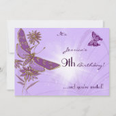 Papillon violet carte d'invitation d'anniversaire (Devant)