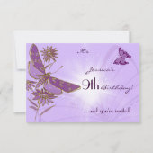 Papillon violet carte d'invitation RSVP Anniversai (Devant)