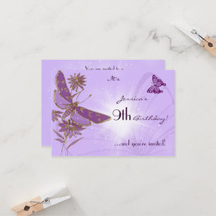 Papillon violet carte d'invitation RSVP Anniversai