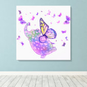 Papillon violet Eléphant toile volante Imprimer (Insitu (Plancher de Bois))