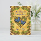 Papillon violet et carte RSVP Coeur ivoire (Debout devant)