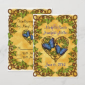 Papillon violet et carte RSVP Coeur ivoire (Devant / Derrière)