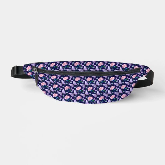 Papillon violet et motif floral rose (Recto)