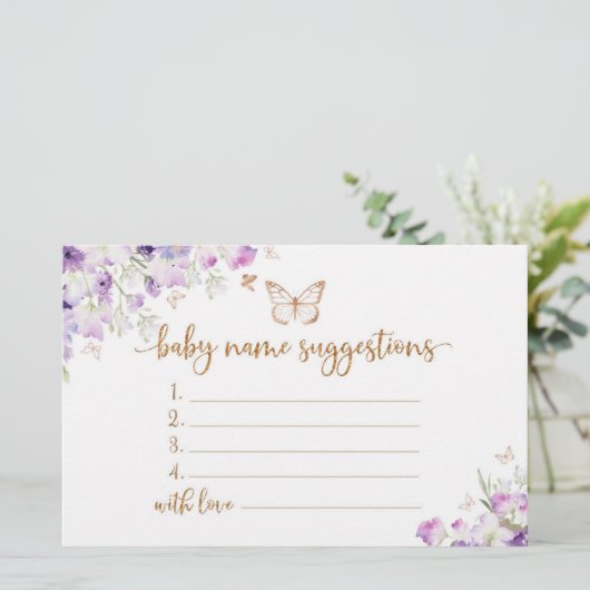 Papillon violet or carte de suggestions de nom de  (Debout devant)
