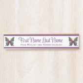 Papillon violet Rose Gold Nom Plaque (Devant)