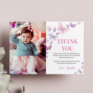 Papillon Violet Rose Merci pour la Photo d'Anniver