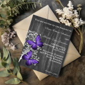 Papillon violet rustique Faire-part de mariage