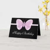 Papillon violet sur la carte d'anniversaire Black (Fleur jaune)