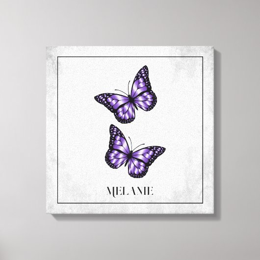 Papillon violet toile florale Imprimer (Recto)