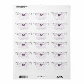 Papillon violet Whimsy Étiquettes de adresse RSVP (Feuille entière)