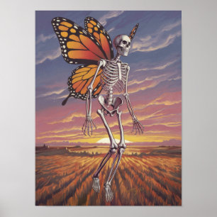 Papillon volant Squelette Imprimer Poster OEuvre m