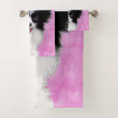 Papillon (wit en zwart) schilderen - Dog Art Bad Handdoek (Insitu)