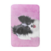 Papillon (wit en zwart) schilderen - Dog Art Badmat (Voorkant Verticaal)