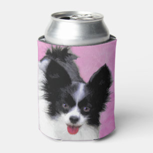 Papillon (wit en zwart) schilderen - Dog Art Blikjeskoeler