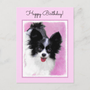 Papillon (wit en zwart) schilderen - Dog Art Briefkaart
