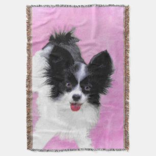 Papillon (wit en zwart) schilderen - Dog Art Deken