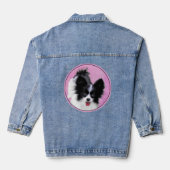 Papillon (wit en zwart) schilderen - Dog Art Denim Jacket (Achterkant)