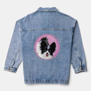 Papillon (wit en zwart) schilderen - Dog Art Denim Jacket
