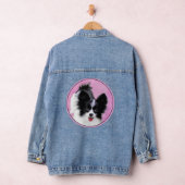 Papillon (wit en zwart) schilderen - Dog Art Denim Jacket (Hangar)