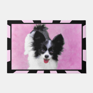 Papillon (wit en zwart) schilderen - Dog Art Deurmat