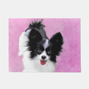 Papillon (wit en zwart) schilderen - Dog Art Deurmat
