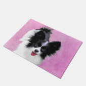 Papillon (wit en zwart) schilderen - Dog Art Deurmat (Schuin)