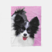 Papillon (wit en zwart) schilderen - Dog Art Fleece Deken (Voorkant)