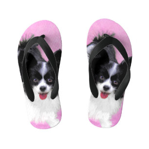 Papillon (wit en zwart) schilderen - Dog Art Kinder Teenslippers