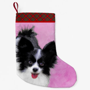 Papillon (wit en zwart) schilderen - Dog Art Kleine Kerstsok