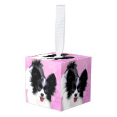 Papillon (wit en zwart) schilderen - Dog Art Kubus Ornament (Voorkant hoekig)