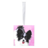 Papillon (wit en zwart) schilderen - Dog Art Kubus Ornament (Rechts)
